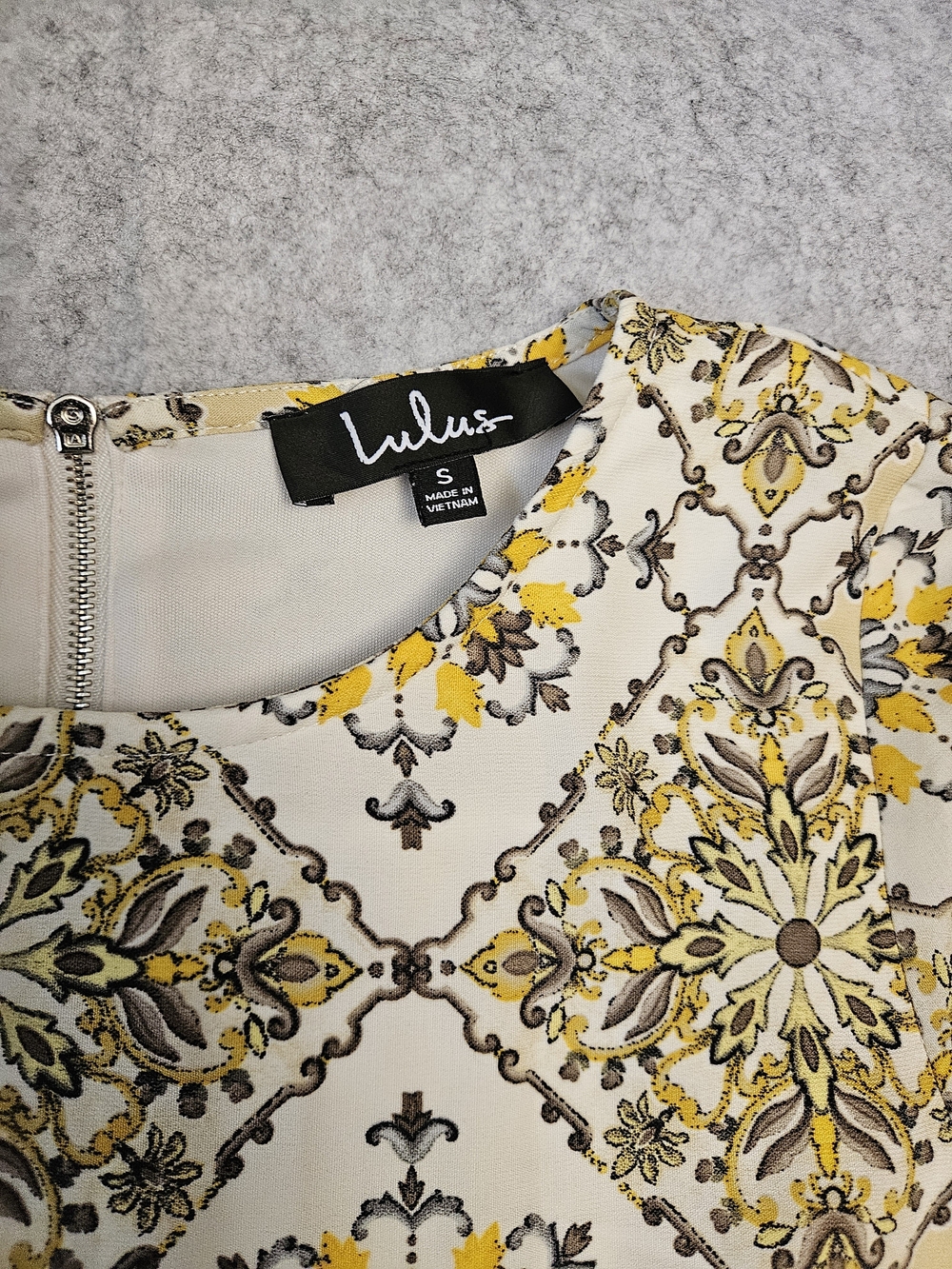 Lulu's Yellow and Brown Floral Medallion Dress